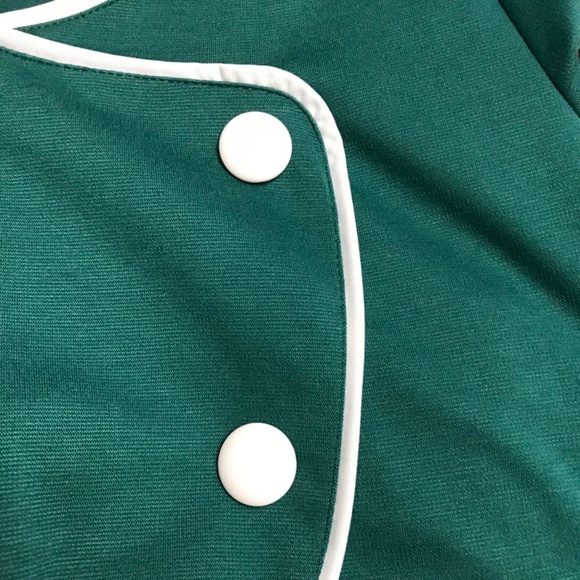 NWOT Abstract Faux Button Dress L-XL Fit Half Sleeve Green White Back Zipper - Picture 3 of 6